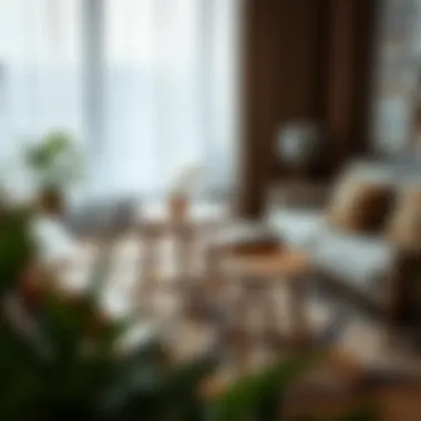 Stylish arrangement of triple nesting tables around a cozy seating area