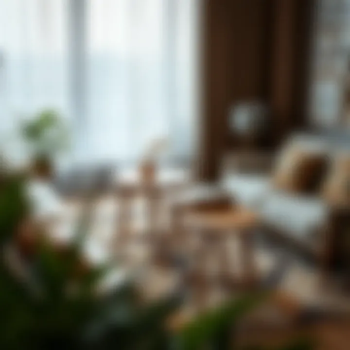 Stylish arrangement of triple nesting tables around a cozy seating area