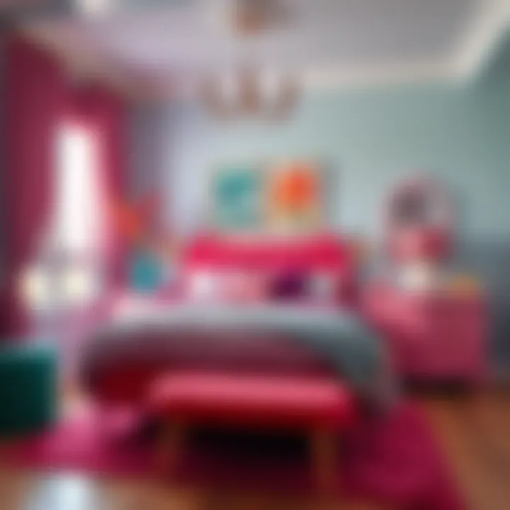 Vibrant Style Stylish bedroom with vibrant decor and unique accents