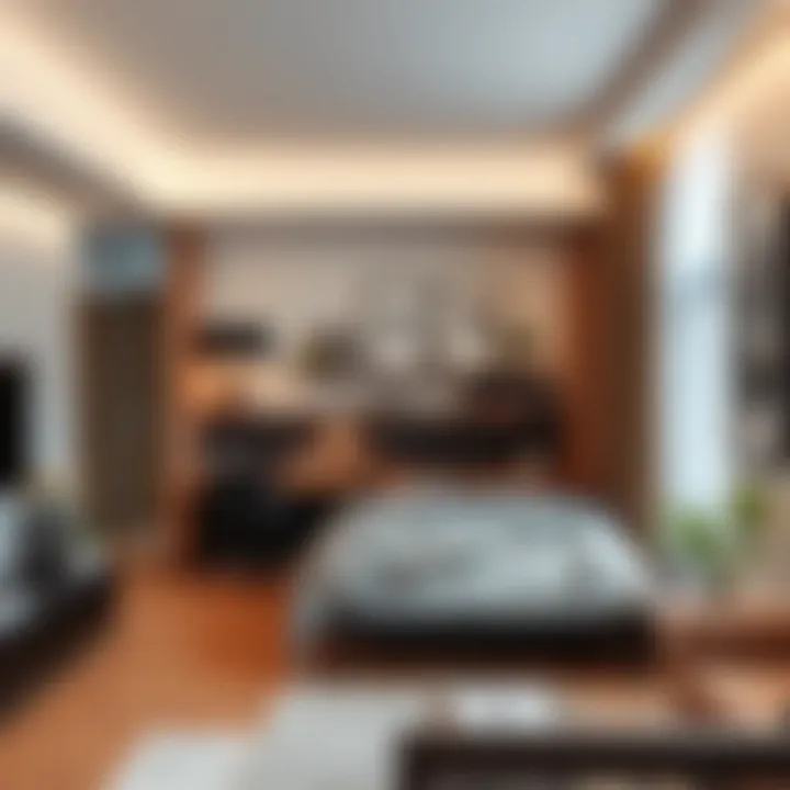 Stylish Bed and Desk Integration in Modern Living Stylish integration of a bed and desk in a modern apartment