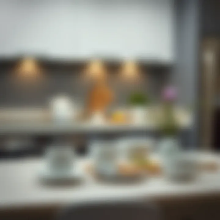 Stylish porcelain snack set in modern kitchen