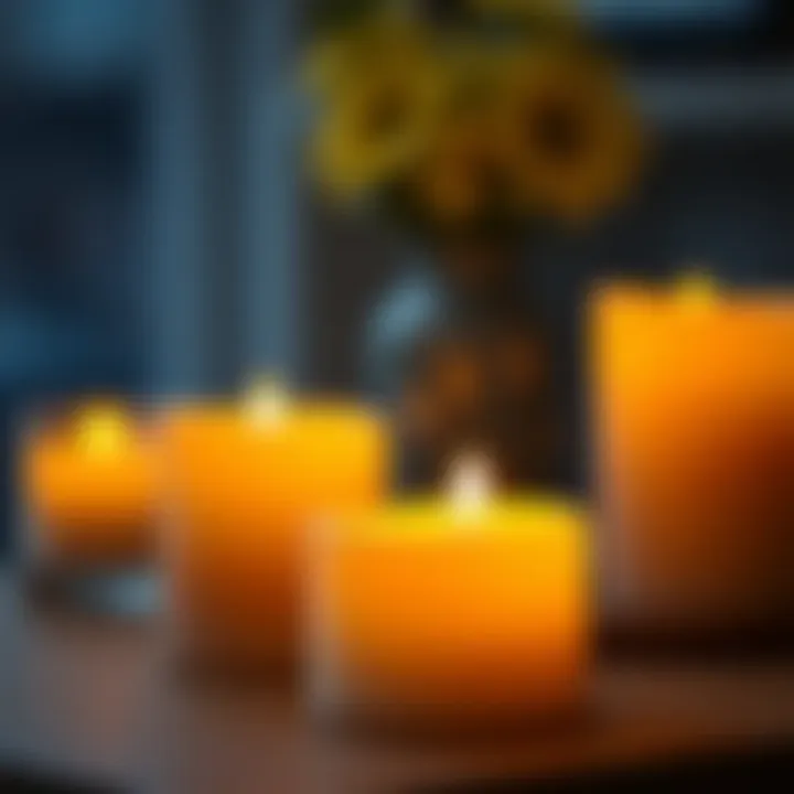 Close-up of a stylish rechargeable LED candle showcasing its design and texture