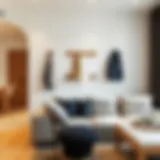 Stylish wall-mounted coat rack in modern living room setting