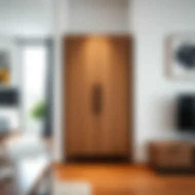 Functional wooden cabinet integrated into a contemporary interior