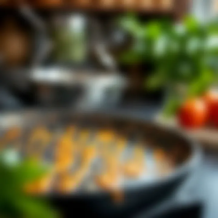 Close-up of the high-quality material used in Tefal steel frying pan