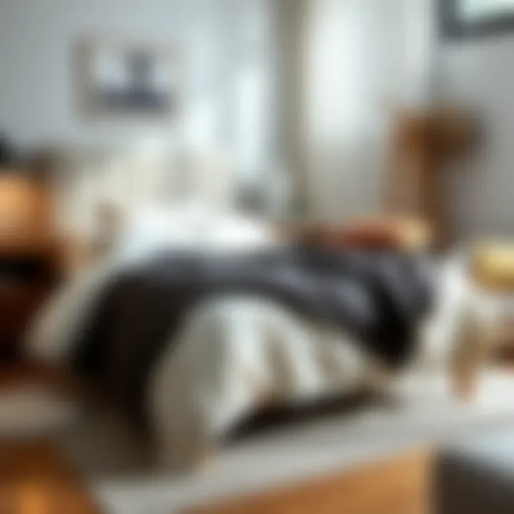 A cozy single bed adorned with a stylish bedspread set