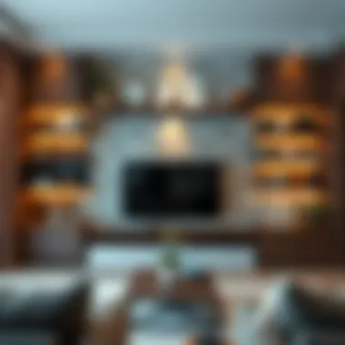 Modern shelves and decor for TV area
