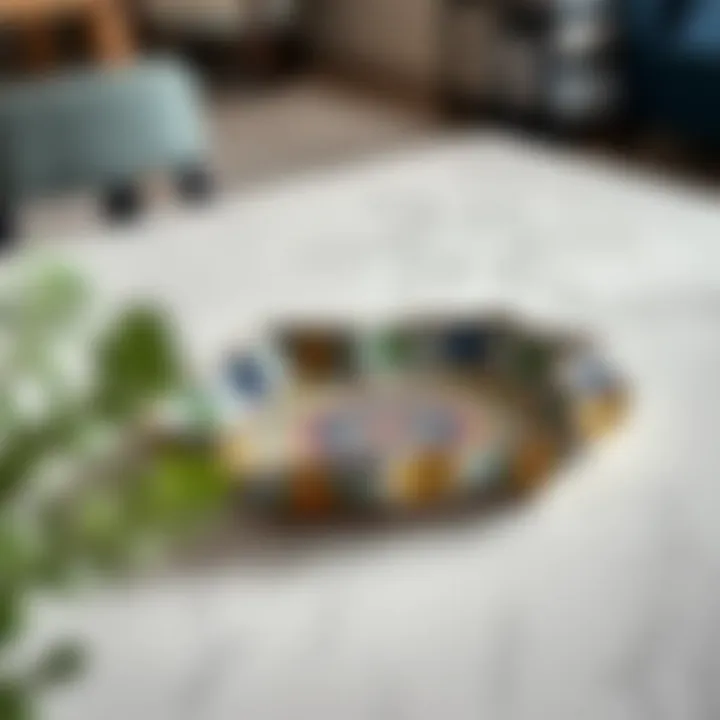 Colorful ceramic tray showcasing artistic patterns