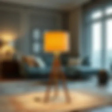 Three-Legged Lamp in a Contemporary Setting Contemporary living space featuring a stylish three-legged lamp