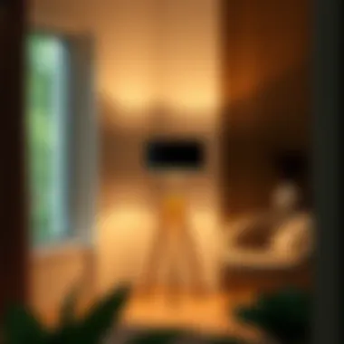 Three-Legged Lamp in Harmonious Decor Harmonious decor featuring a three-legged lamp