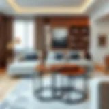 Contemporary triple nesting tables in a modern living room setting