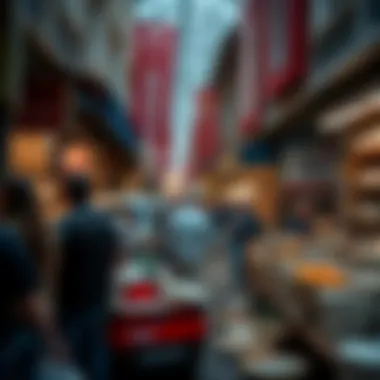 Vibrant Atmosphere of Trabzon's Local Market Local market scene bustling with buyers interested in rush items