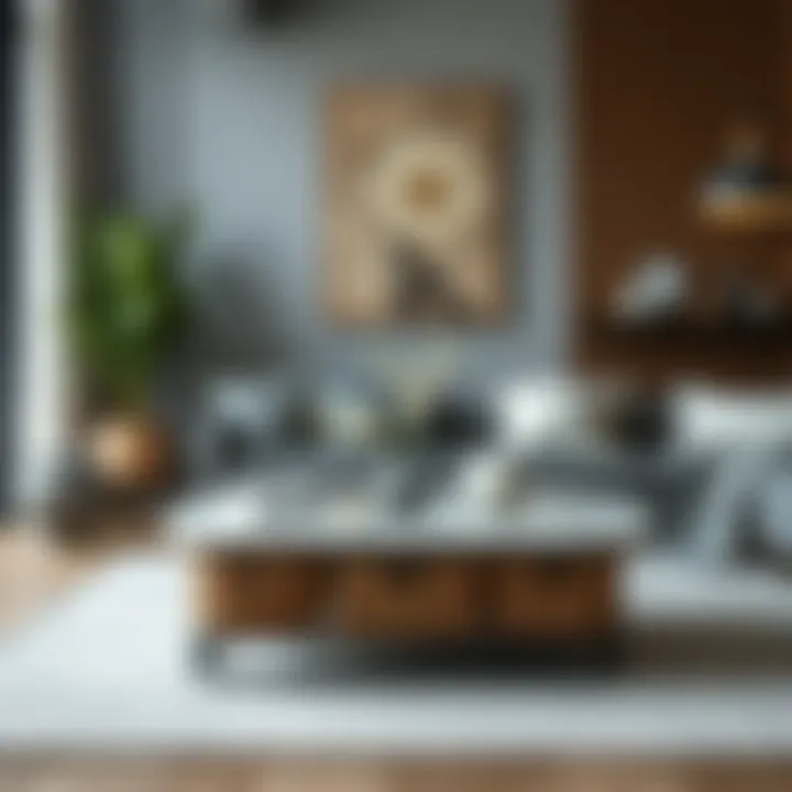 Trendy six-basket coffee table complementing contemporary furniture