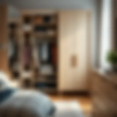 Trendy wardrobe interior with creative storage solutions