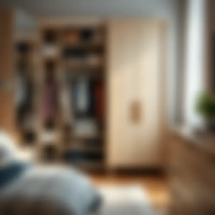 Trendy wardrobe interior with creative storage solutions