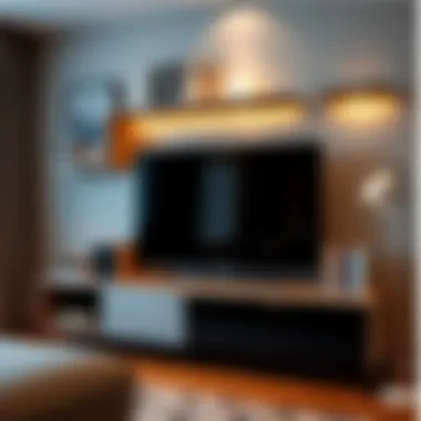 Functional organization of books and media on a TV unit