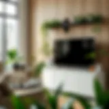 Stylish TV unit accessorized with greenery