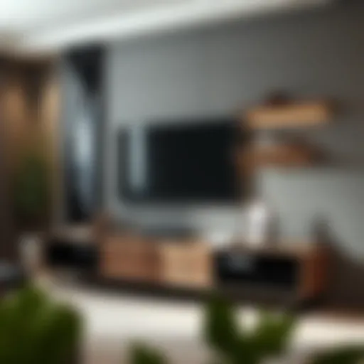 Elegant modern TV unit console with decorative elements