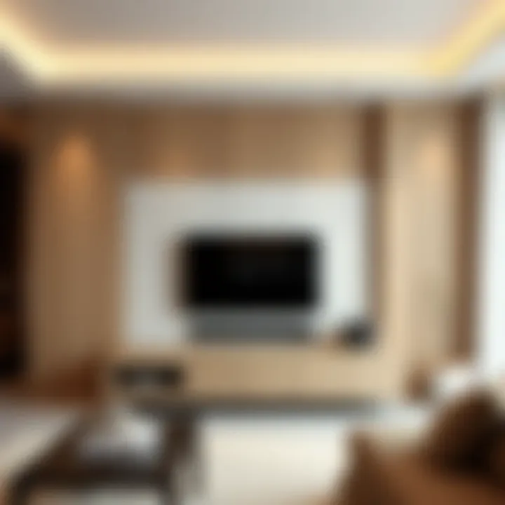 Minimalist approach to TV wall design with neutral tones