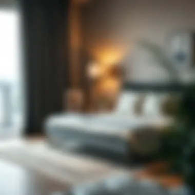 Cozy Bedroom Setting with Stylish Bed Stylish two-person bed arranged in a cozy bedroom setting