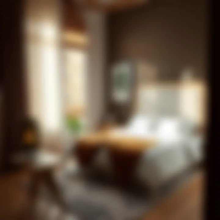 Trendy bedroom featuring unique decor elements