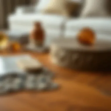 Close-up of unique materials used in coffee table designs