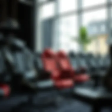 Variety of gaming chairs on display with different materials