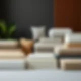 A variety of upholstery foam types displayed in a stylish arrangement.