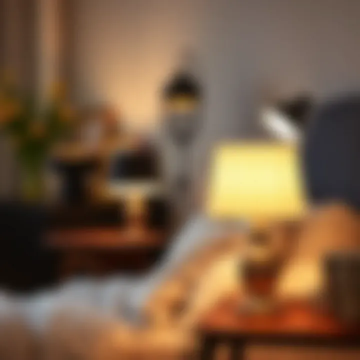 Various bedside lamp styles arranged aesthetically
