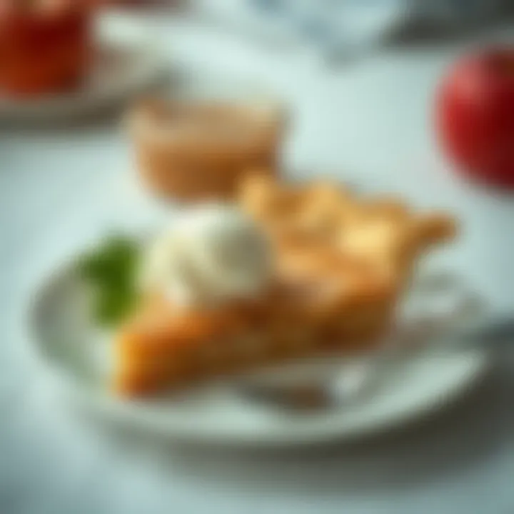 Vegan apple pie served with a scoop of dairy-free ice cream