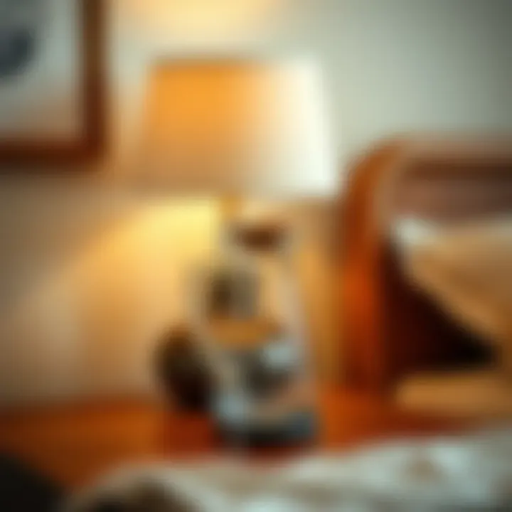 Vintage-inspired bedside carafe on a wooden bedside table