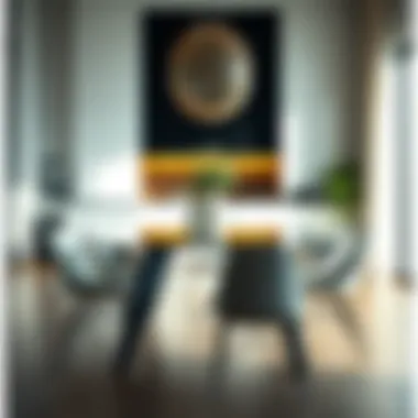 Modern Glass Kitchen Table Contemporary glass kitchen table surrounded by designer chairs