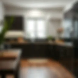 Elegant wood pattern adhesive foil applied to a kitchen cabinet