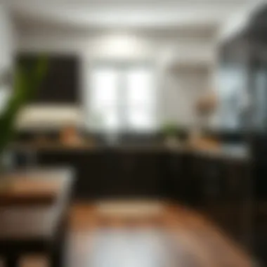 Elegant wood pattern adhesive foil applied to a kitchen cabinet