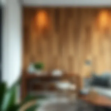 Aesthetic wooden wallpaper design in a modern interior