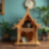 Elegant wooden cat house with intricate design