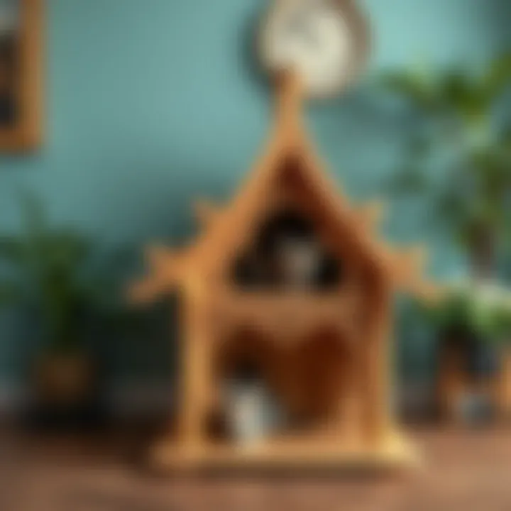 Elegant Wooden Cat House Design Elegant wooden cat house with intricate design