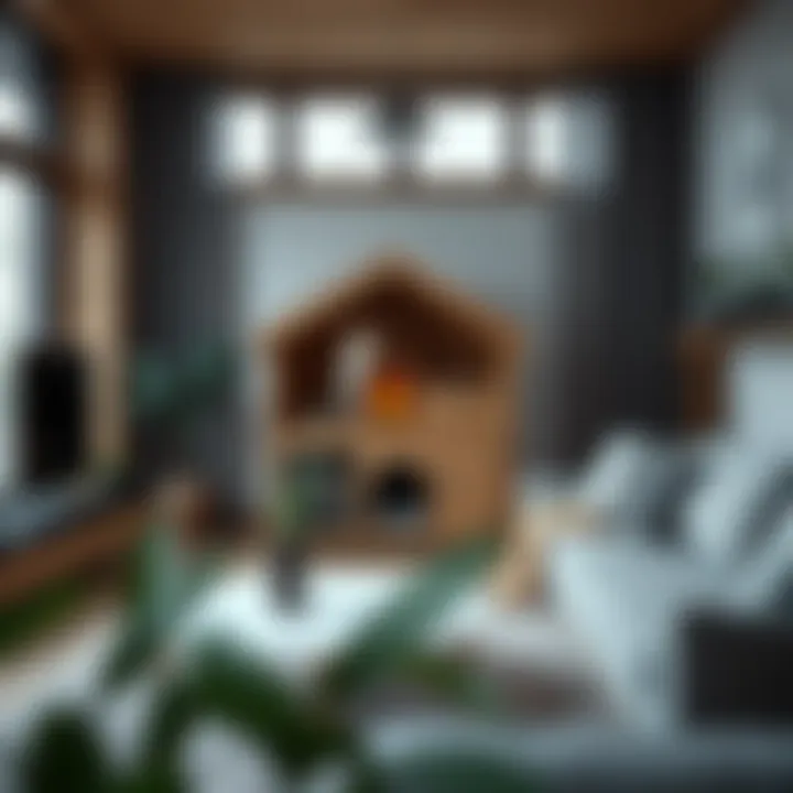 Stylish Wooden Cat House in Modern Living Space Stylish wooden cat house in a modern living space