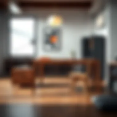 Modern wooden desk with minimalist design