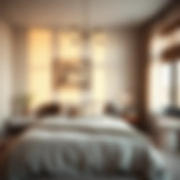 A serene bedroom environment enhanced by thoughtfully chosen sheet colors that complement the decor.