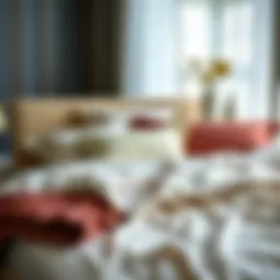 A beautifully arranged bed with a selection of luxurious sheets in various colors and patterns.