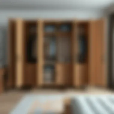 Stylish open wardrobe with organized compartments