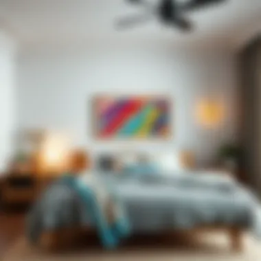 Vibrant color palette in cross-stitch for a modern bedroom