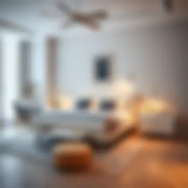 Stylish minimalist bedroom featuring sleek furniture