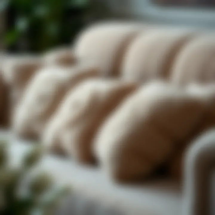Cozy teddy sofa with decorative pillows