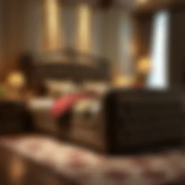 Luxurious fabric bed base with intricate details