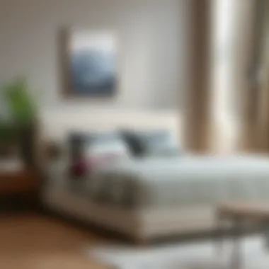 Stylish upholstered bed base in neutral tones