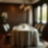 Elegant dining table setting with a beautiful tablecloth