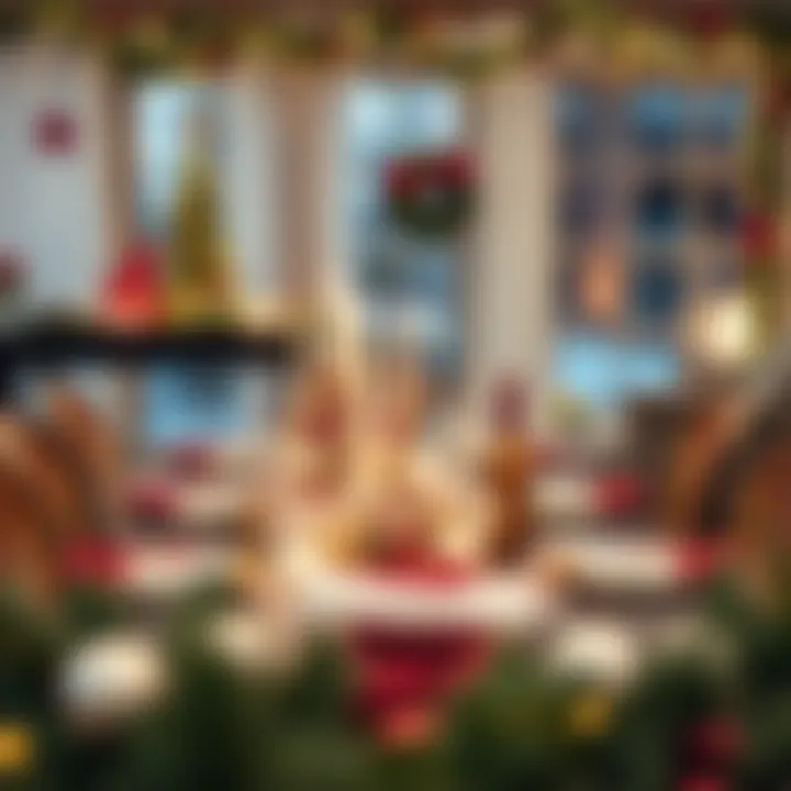 Festive Table Setting for Celebration Beautifully decorated festive table setting for New Year celebration