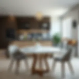 Elegant round dining table in a stylish kitchen setting